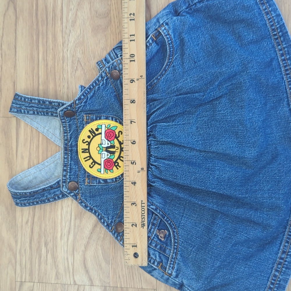 Guns N Roses Baby Gap Denim Dress upcycled one of a kind 3 - 6 months - Picture 4 of 5